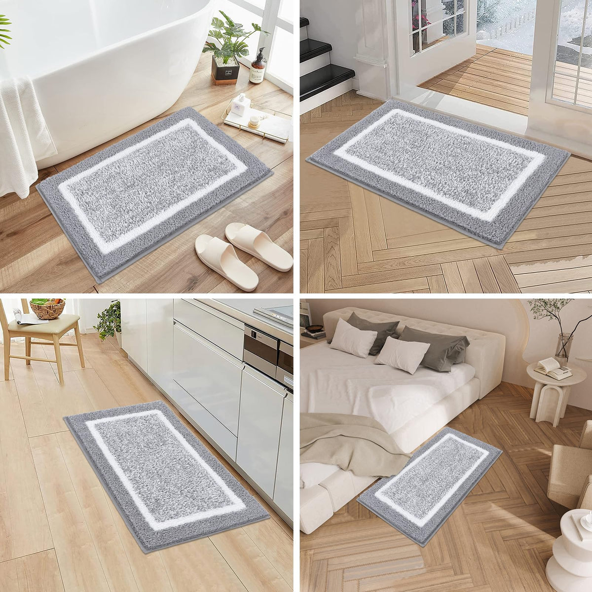 Pauwer Bathroom Rugs Sets 3 Piece Non Slip Bathroom Shower Rugs with U-Shaped Contour Toilet Mat Absorbent Microfiber Plush Bath Mats Machine Washable Shaggy Bath Rugs Christmas Floor Mats Carpet 🍁 All In One Marketplace Canada