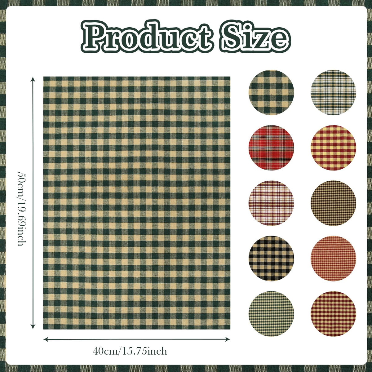 Christmas Plaid Fabric 10Pcs - Vintage Buffalo Plaid Checkered Tartan Square Quilting Fabric, Retro Gingham Cloth Precut Holiday Patchwork Bundles for Xmas Sewing Project, DIY Crafts - 19.7x15.7inch 🍁 All In One Marketplace Canada