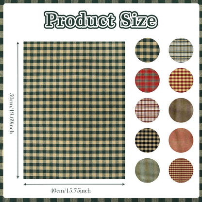 Christmas Plaid Fabric 10Pcs - Vintage Buffalo Plaid Checkered Tartan Square Quilting Fabric, Retro Gingham Cloth Precut Holiday Patchwork Bundles for Xmas Sewing Project, DIY Crafts - 19.7x15.7inch 🍁 All In One Marketplace Canada
