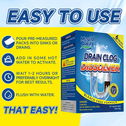 Drain Clog Remover, 6 Pre-Measured Packs Drain Openers, Bleach-Free Drains Cleaner & Deodorizer for Hair, Grease, Soap Scum, Paper, Sink & Shower Unclogger - Available at All In One Marketplace Canada