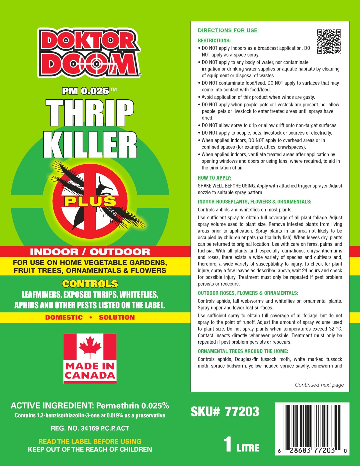 Doktor Doom PM 0.025 Thrip Killer Plus, 1L - Available at All In One Marketplace Canada