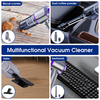 Handheld Car Vacuum Cleaner Cordless Powerful 22000Pa Strong Cyclonic Suction Blowing Brushless Motor Mini Portable Rechargeable Lightweight Hand Held for Pet Hair Vehicle Home Office Purple