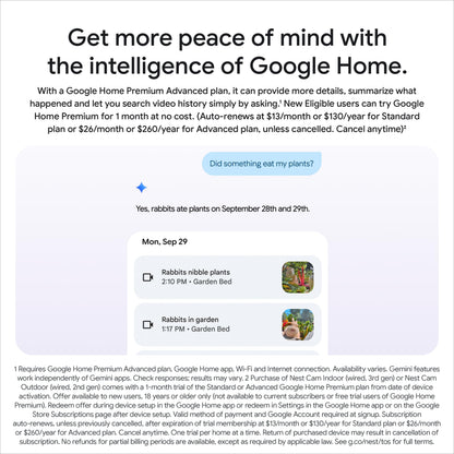 Google Nest Cam Outdoor (Wired, 2nd gen) - 2K Video and Gemini - 1-Pack