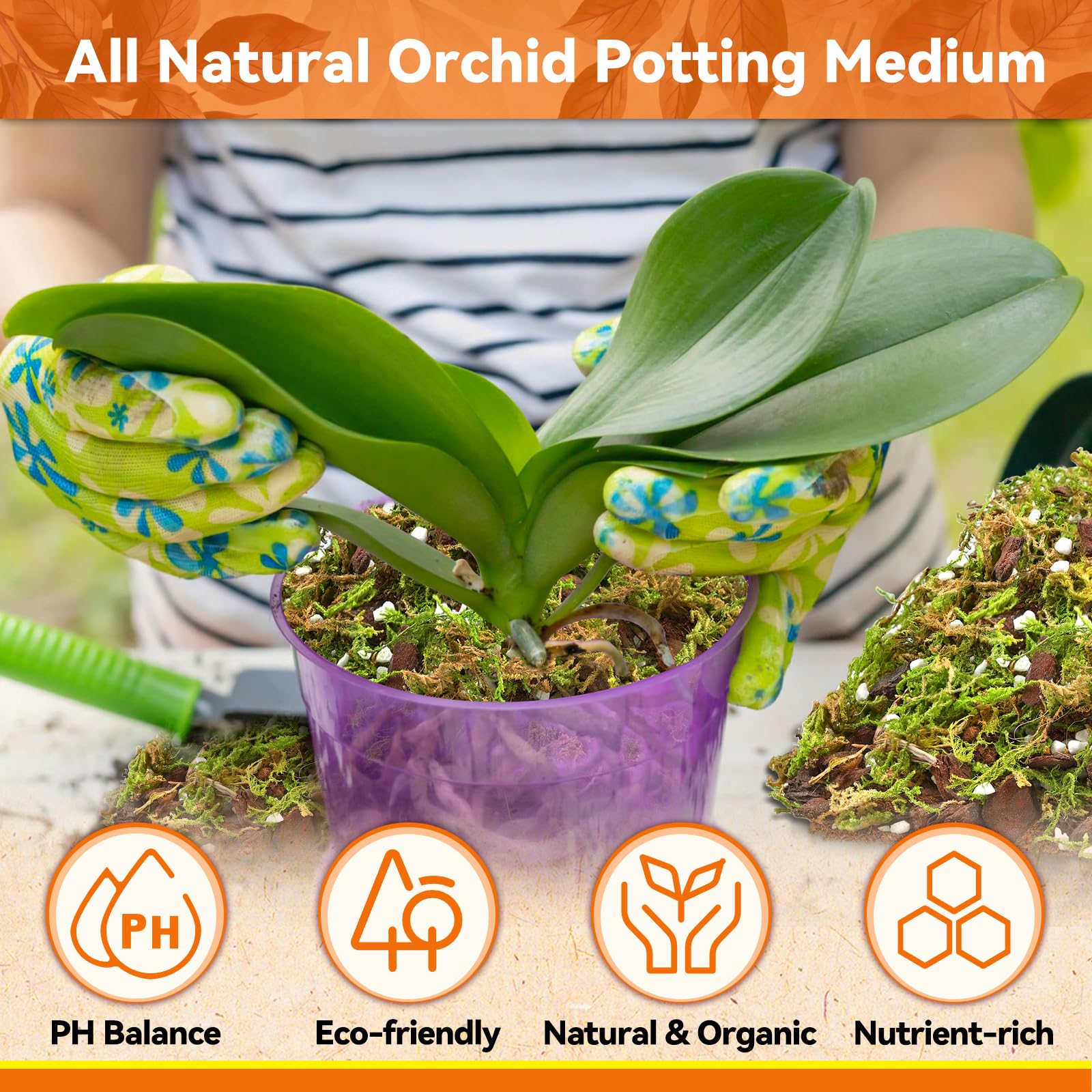 Riare 2L Orchid Potting Mix for Repotting- Orchids Repotting Kit Include Moss, Pine Bark, Perlite, Coco Peat- Premium Orchid Soil Medium for Indoor Potted Plants Root Ventilation & Expanding - Available at All In One Marketplace Canada