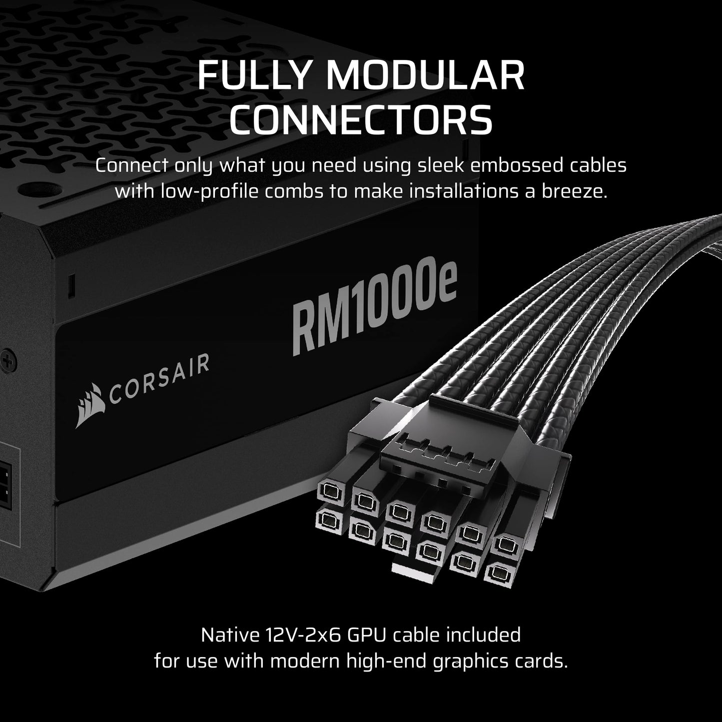 CORSAIR RM1000e (2025) Fully Modular Low-Noise ATX Power Supply with 12V-2x6 Cable – ATX 3.1 & PCIe 5.1 Compliant, Cybenetics Gold Efficiency, 105°C-Rated Capacitors, Modern Standby Mode – Black 🍁 All In One Marketplace Canada