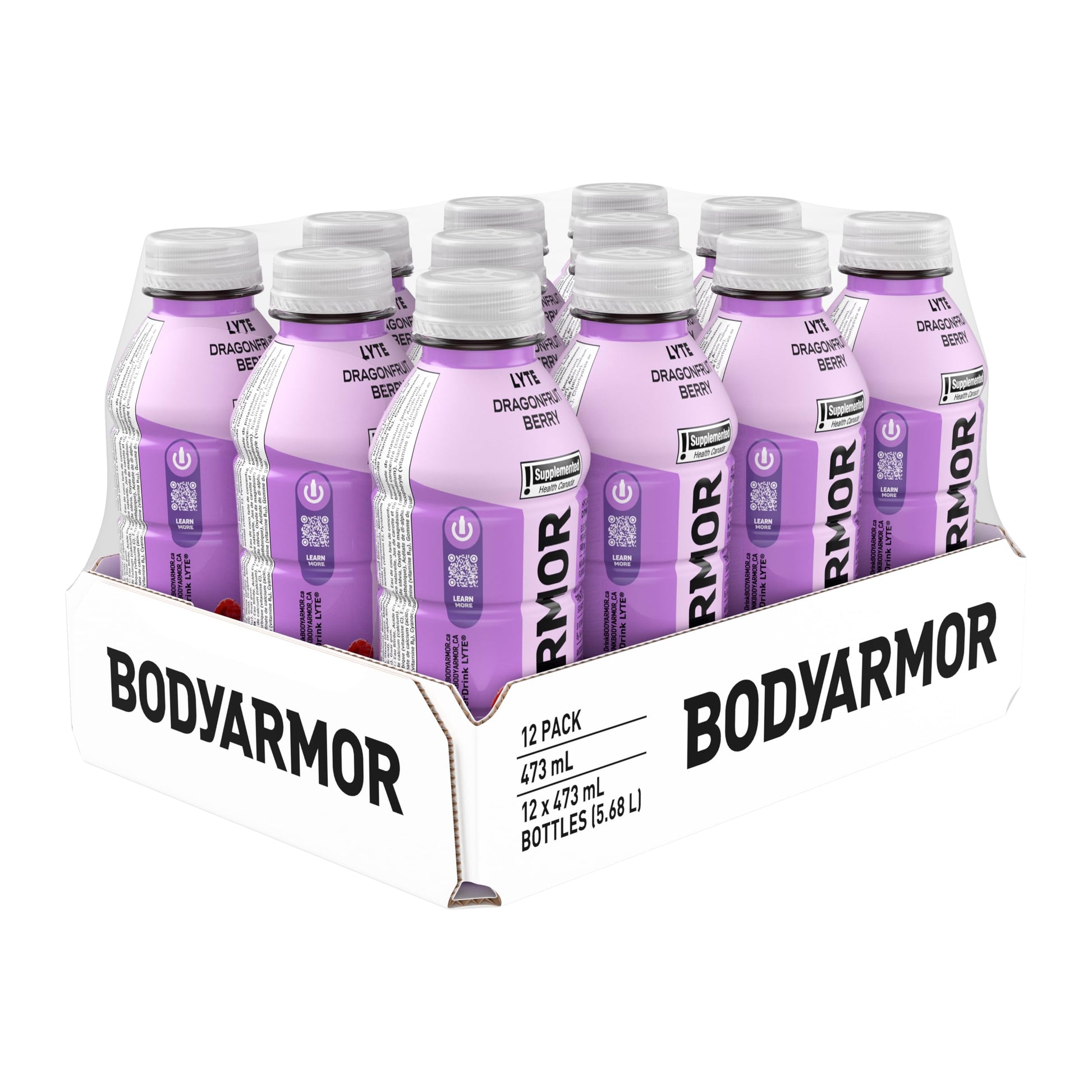 BODYARMOR Lyte Dragonfruit Berry, 473 mL Bottles (12 Pack) – Low-Calorie Sports Hydration Drink with Coconut Water, Potassium-Packed Electrolytes and Antioxidant Vitamins - Available at All In One Marketplace Canada