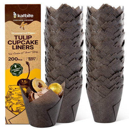 Katbite Tulip Cupcake Liners 200PCS, Muffin Baking Cupcake Liners Holders, Baking Cups, Cupcake Wrapper for Party, Wedding, Birthday, Christmas Cupcake Liners 🍁 All In One Marketplace Canada
