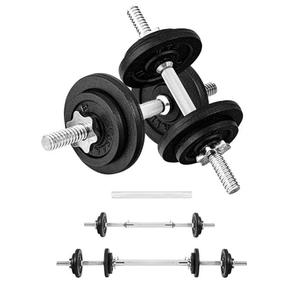 Yes4All Adjustable Cast Iron Dumbbell Set with Connector, 40 lb Combo, Black, Converts to Barbell for Home Gym Yes4All