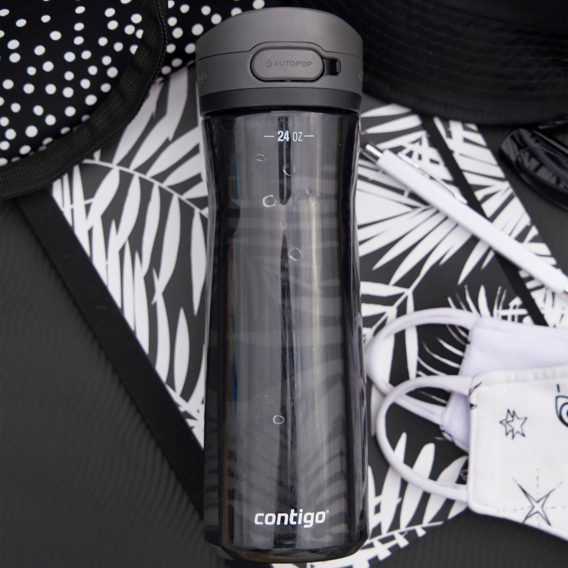 Contigo Jackson 2.0 Tritan Water Bottle with Leak-Proof AUTOPOP Locking Lid, BPA-Free Plastic, Dishwasher Safe, Licorice, 24 oz (709 mL)