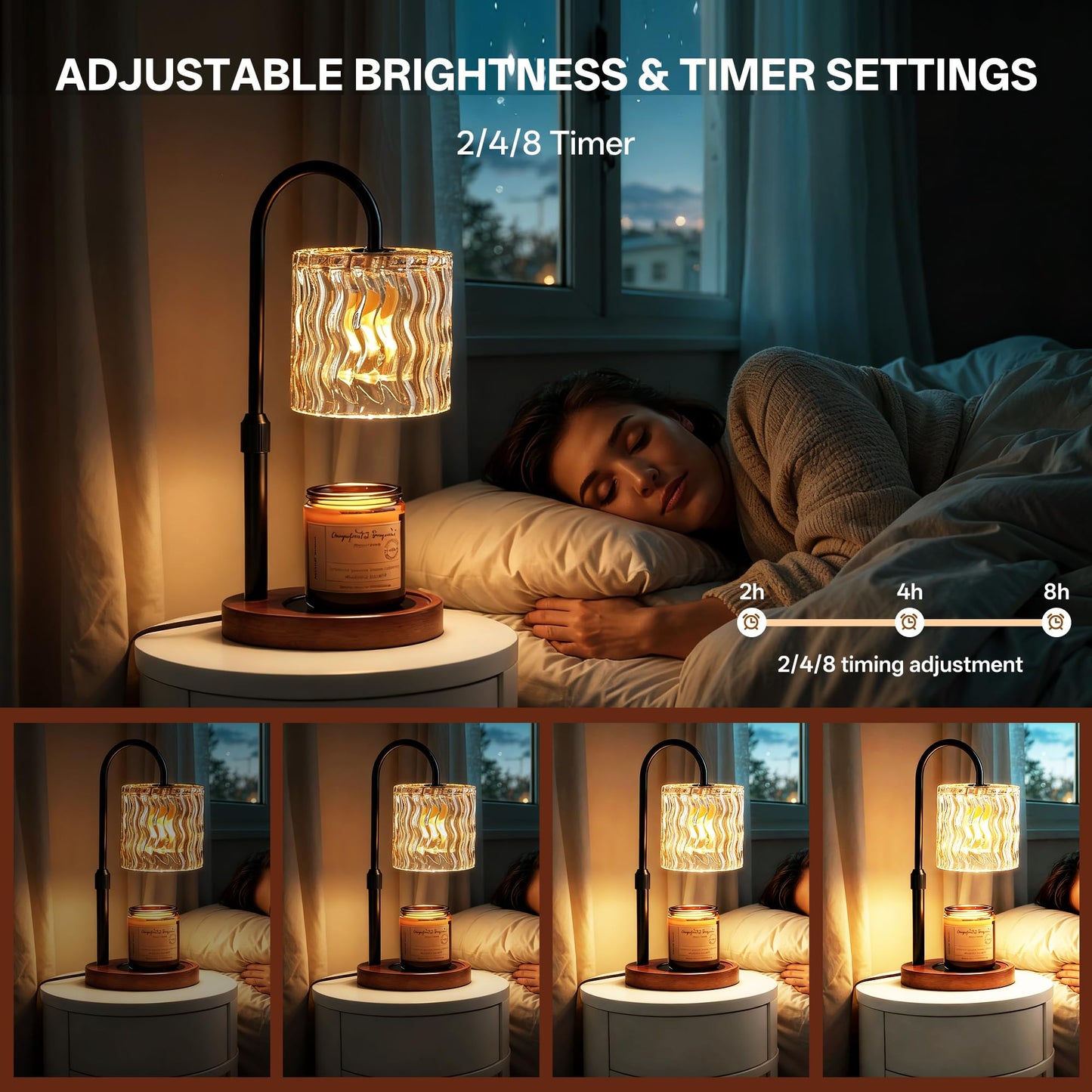 Homelist Candle Warmer Lamp, 2026 New Years Decorations, Adjustable Height Candle Warmer with Timer, Gifts for Women, Mother's Day for Mom Dimmable Candle Lights for Bedroom, Tea Room, Rest Room - Available at All In One Marketplace Canada