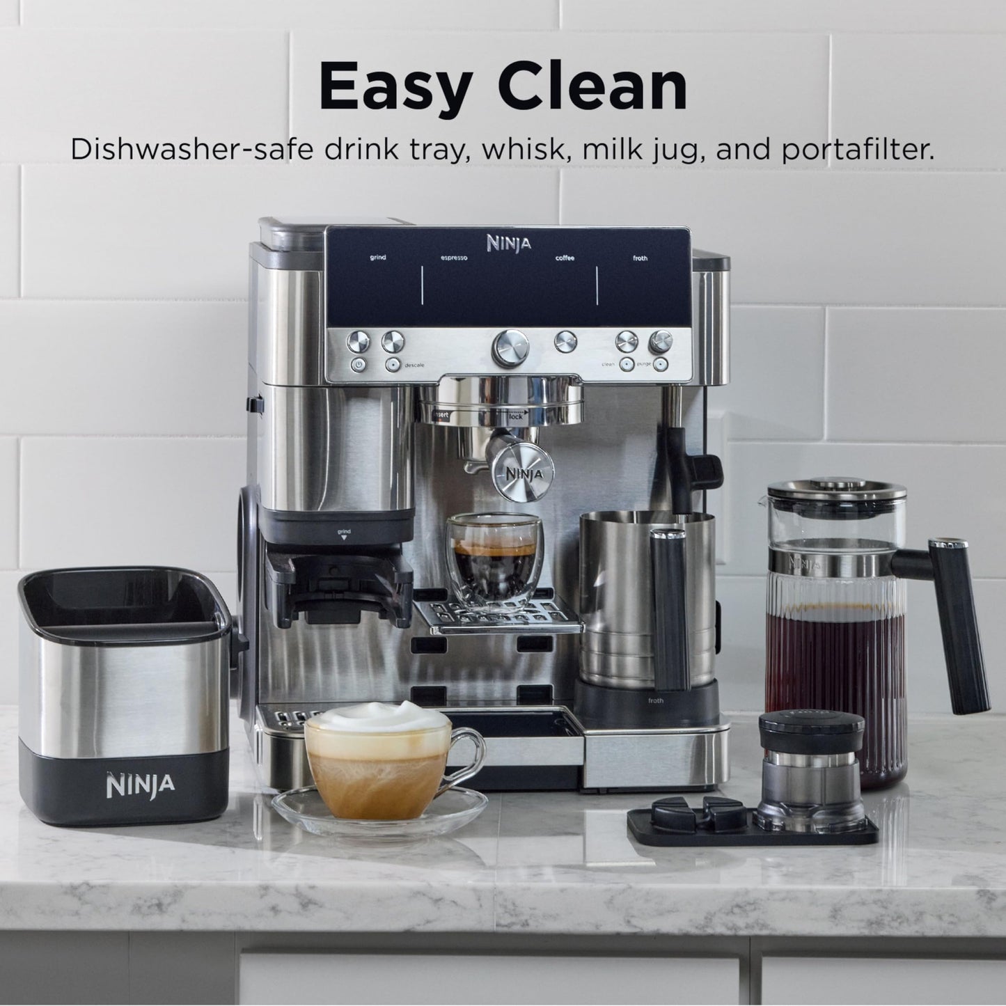 Ninja Espresso Machine, Luxe Café Premier Series, Drip Coffee Maker and Rapid Cold Brew, Integrated Grinder, Assisted Tamper, Hands-Free Frother, ES601C (Canadian Version) - Available at All In One Marketplace Canada