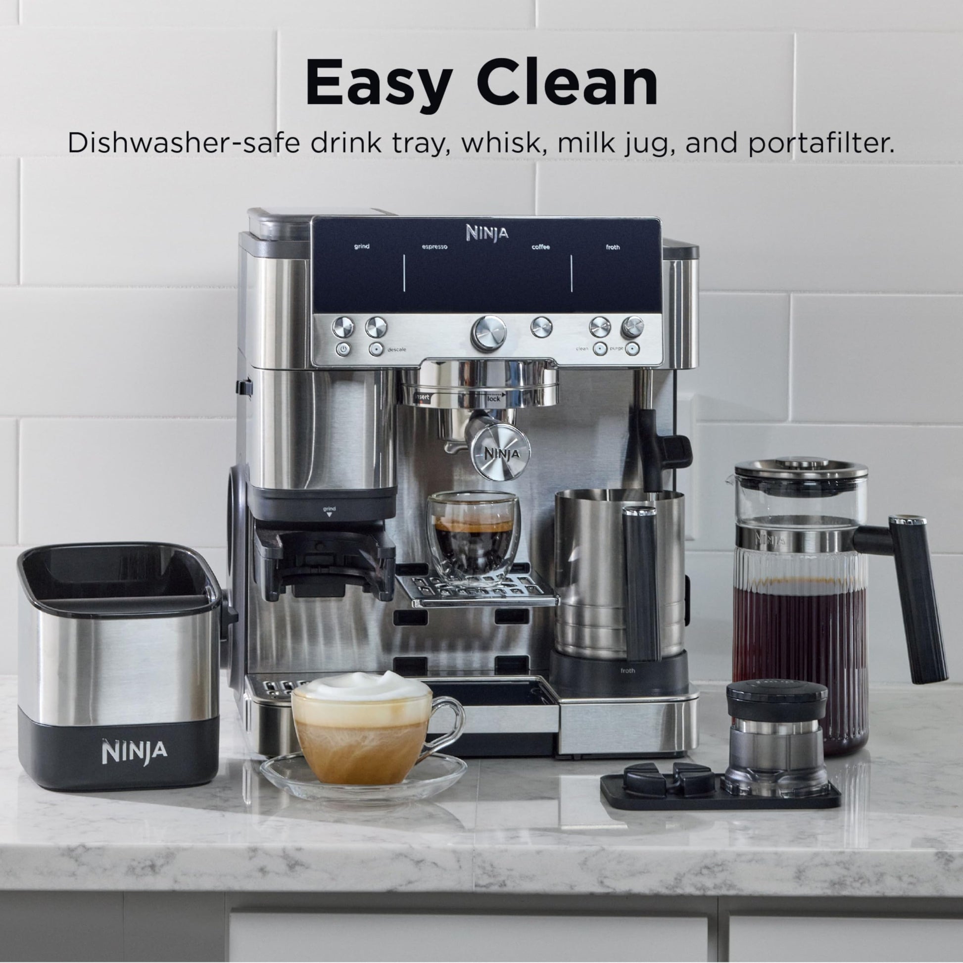 Ninja Espresso Machine, Luxe Café Premier Series, Drip Coffee Maker and Rapid Cold Brew, Integrated Grinder, Assisted Tamper, Hands-Free Frother, ES601C (Canadian Version) - Available at All In One Marketplace Canada