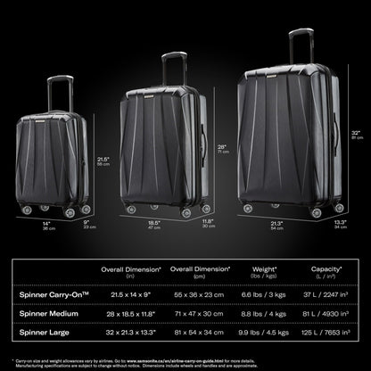 Samsonite Centric 2 Spinner Carry-On, Model Number - 141134-1041, Black
