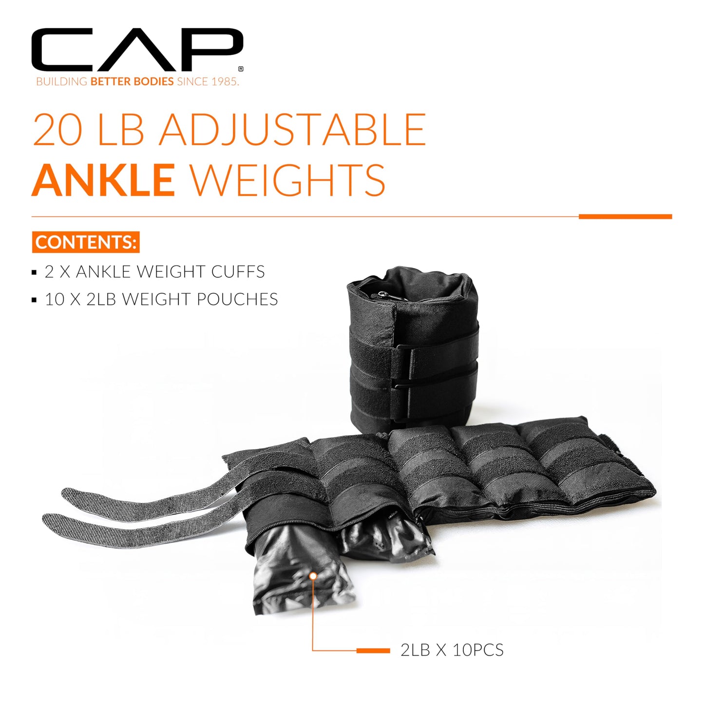 CAP Barbell 20 lb Adjustable Ankle Weights – Pair CAP