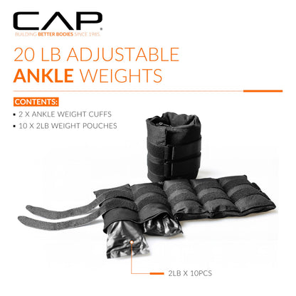 CAP Barbell 20 lb Adjustable Ankle Weights – Pair CAP