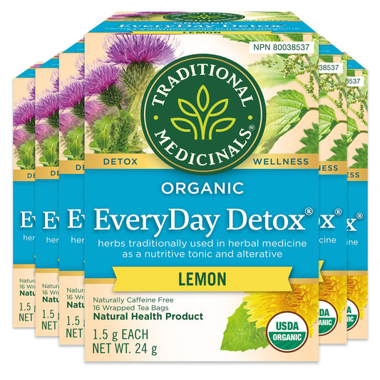 Traditional Medicinals Organic Everyday Detox Lemon Herbal Tea - 6 Pack (96 Tea Bags)
