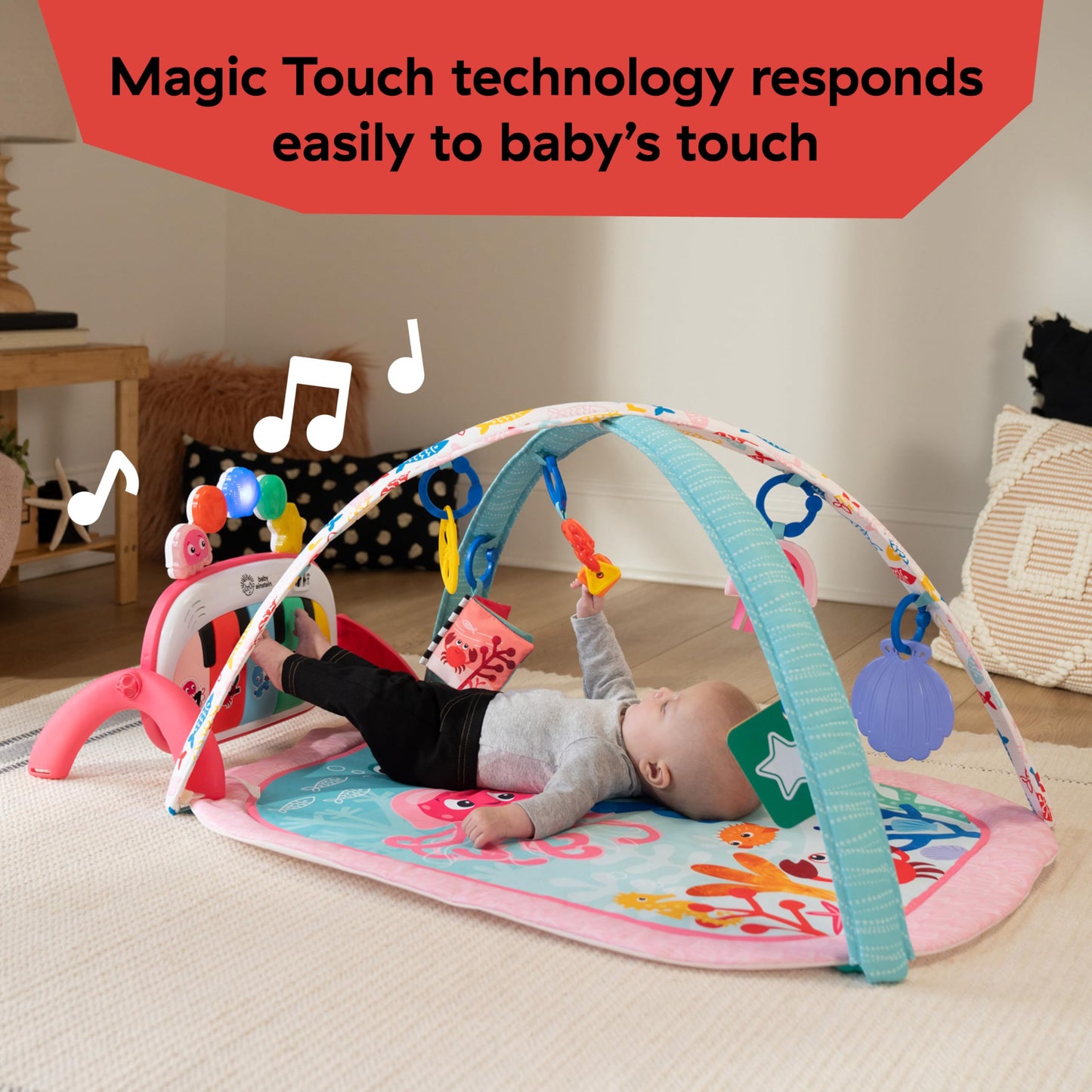 Baby Einstein Ocean Explorers 4-in-1 Kickin’ Tunes Jellyfish Jamboree Music & Language Discovery Gym, Pink, Ages 0 Months and Up 🍁 All In One Marketplace Canada