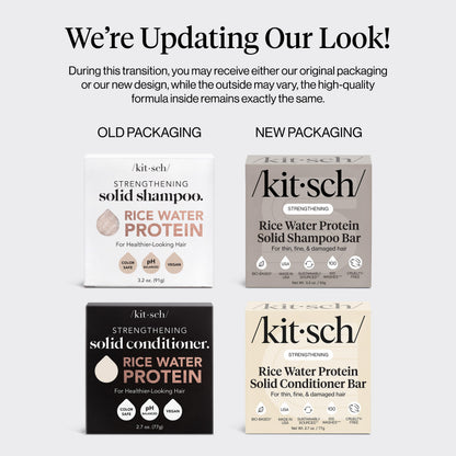 Kitsch Rice Water Protein Solid Shampoo and Conditioner Set for Hair Growth – Strengthening Hair Care Duo w/Rice Protein & Vitamins for Damage Repair – Paraben, Sulfate & Silicone Free – 2 Pack - Available at All In One Marketplace Canada