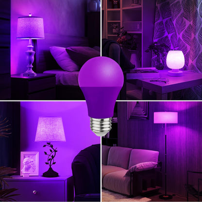 U4GLORY Purple LED Light Bulbs - 9W(60W Equivalent) Soft Violet Glow, A19 Bulb with E26 Base, Non-Dimmable Purple Light Bulb for Indoor/Outdoor Use, Halloween, Christmas, Porch, Parties(4-Pack) 🍁 All In One Marketplace Canada