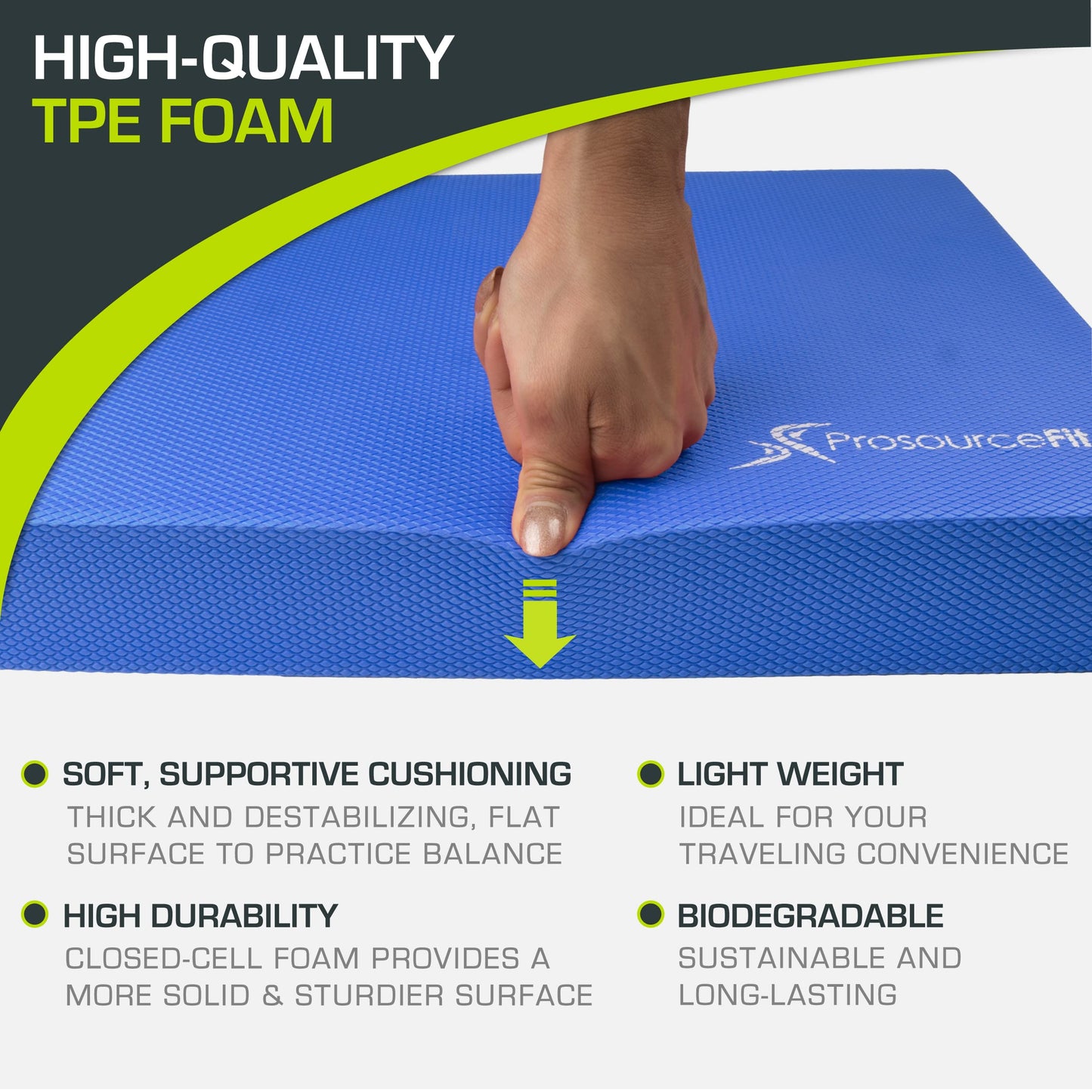 ProsourceFit Exercise Balance Pad – Non-Slip Cushioned Foam Mat & Knee Pad for Fitness and Stability Training, Yoga, Physical Therapy 15.5”x12.75” ProSource