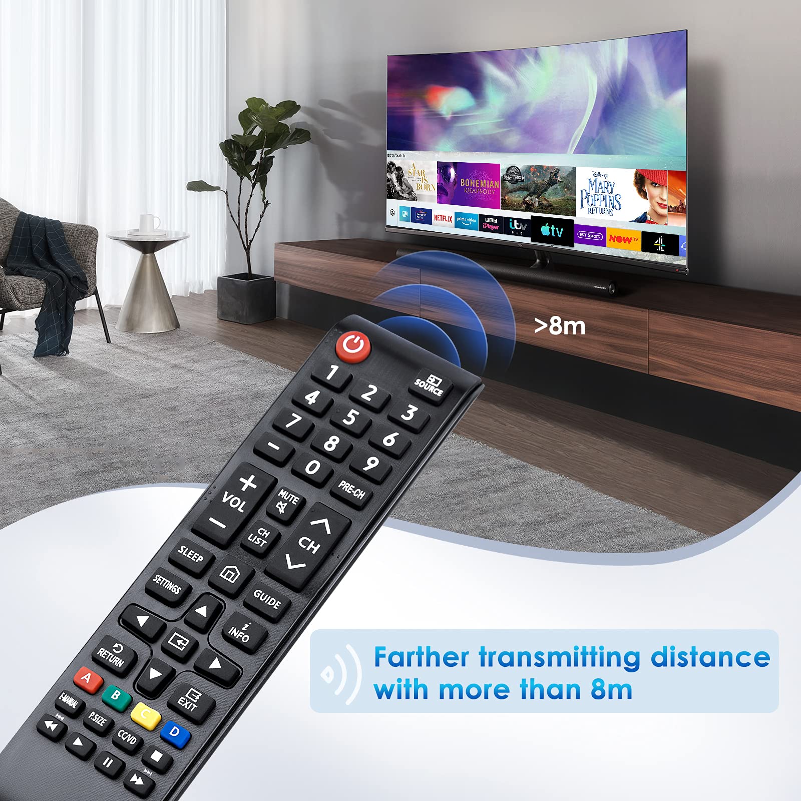 (Pack of 2) Universal Remote for Samsung TV Remote, Replacement for All Samsung Smart TV LED QLED UHD LCD HDTV Frame Curved 4K 8K 3D Series TV