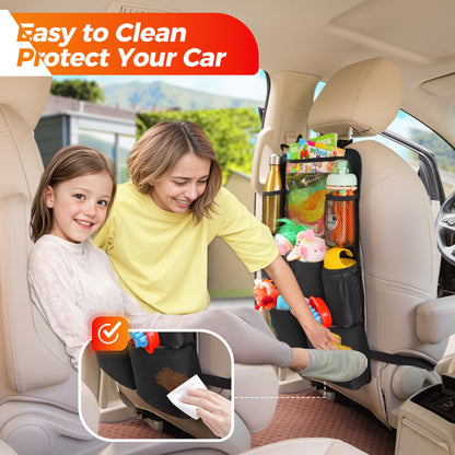 SURDOCA Car Seat Organizer with 11Inch Tablet Holder,8 Pockets,4th Gen Road Trip Essentials for Kids,Backseat Organizer Protectors Storage Accessories