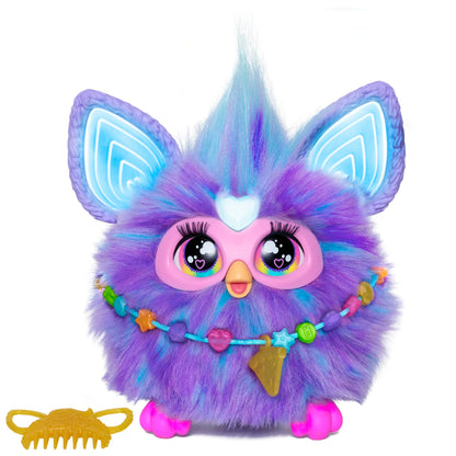 Furby Purple, 15 Fashion Accessories, Interactive Plush Toys for 6 Year Old Girls & Boys & Up, Voice Activated Animatronic (English Version)