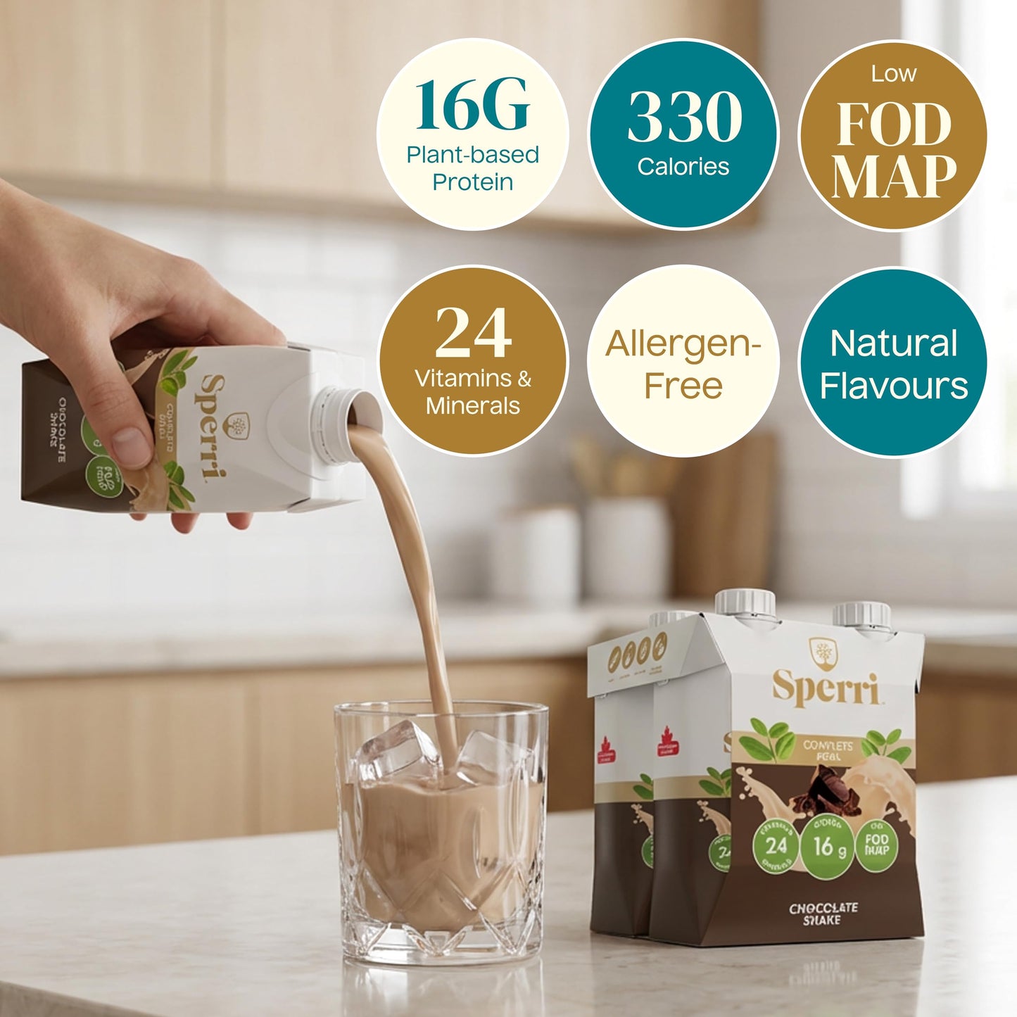 Sperri Organic Vegan Protein Shake – Plant-Based Meal Replacement with Pea & Hemp Protein, High Protein Low Sugar, Dairy Free, Gluten Free, Soy Free – Chocolate 330 mL (12 Pack)