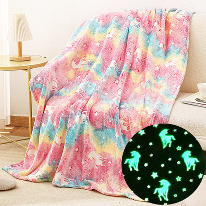 Happwow Glow in The Dark Blanket,Unicorn Blanket for Girls,Soft Throw Fuzzy Blankets Kids Rainbow Unicorn,50" x 60" Perfect for Kids Bed or Sofa,Christmas Birthday Unicorn Gifts 🍁 All In One Marketplace Canada