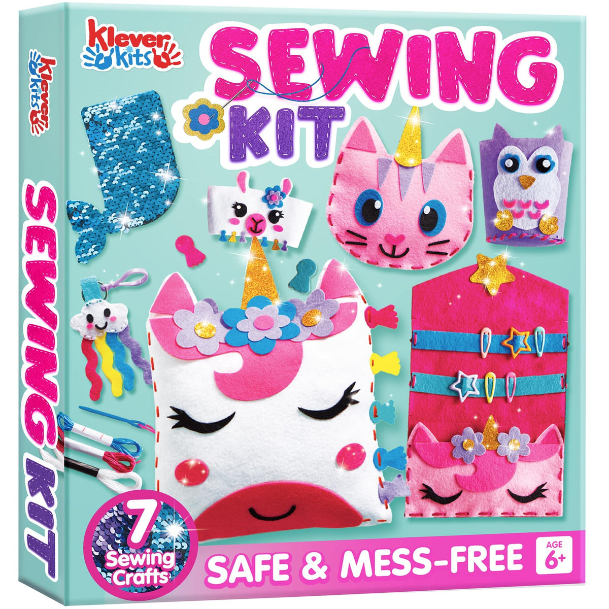 Klever Kits 7 Sewing Projects- My First Felt Sewing Kit- Easy DIY Wildlife Artworks of Unicorn Pillow and Mermaid Card Holder, Christmas Birthday Gifts for Girl, Crafts for Kids 4 5 6 7 8 🍁 All In One Marketplace Canada