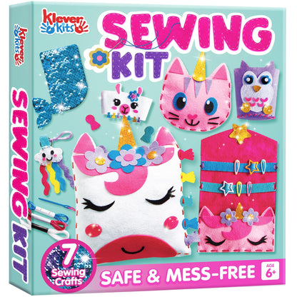 Klever Kits 7 Sewing Projects- My First Felt Sewing Kit- Easy DIY Wildlife Artworks of Unicorn Pillow and Mermaid Card Holder, Christmas Birthday Gifts for Girl, Crafts for Kids 4 5 6 7 8 🍁 All In One Marketplace Canada