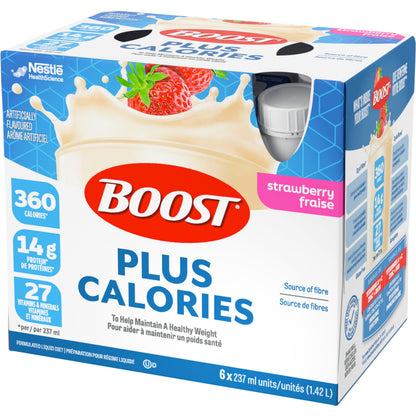 BOOST PLUS Complete Nutrition Drink, Strawberry, 6x237ml Bottles, Case Pack of 4, Packaging May Vary Boost