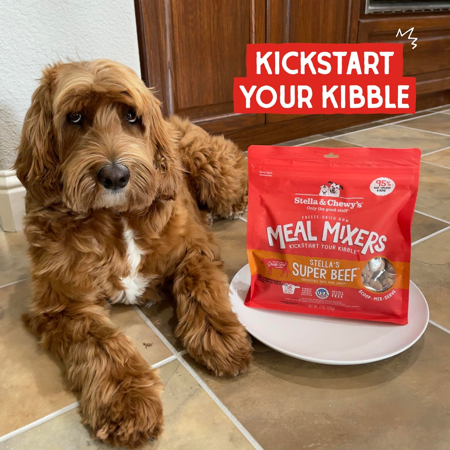 Stella & Chewy’s Freeze Dried Raw Super Beef Meal Mixer – Dog Food Topper for Small & Large Breeds – Grain Free, Protein Rich Recipe – 510g Bag