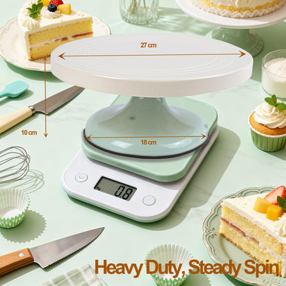 Cake Turntable Decorating Kit, Enhanced Rotating Cake Stand with 3 Icing Scraper, Piping Bag and Tips Set, Stainless Steel Icing Spatula for for Baking, Pastry Icing Patterns (Green) 🍁 All In One Marketplace Canada