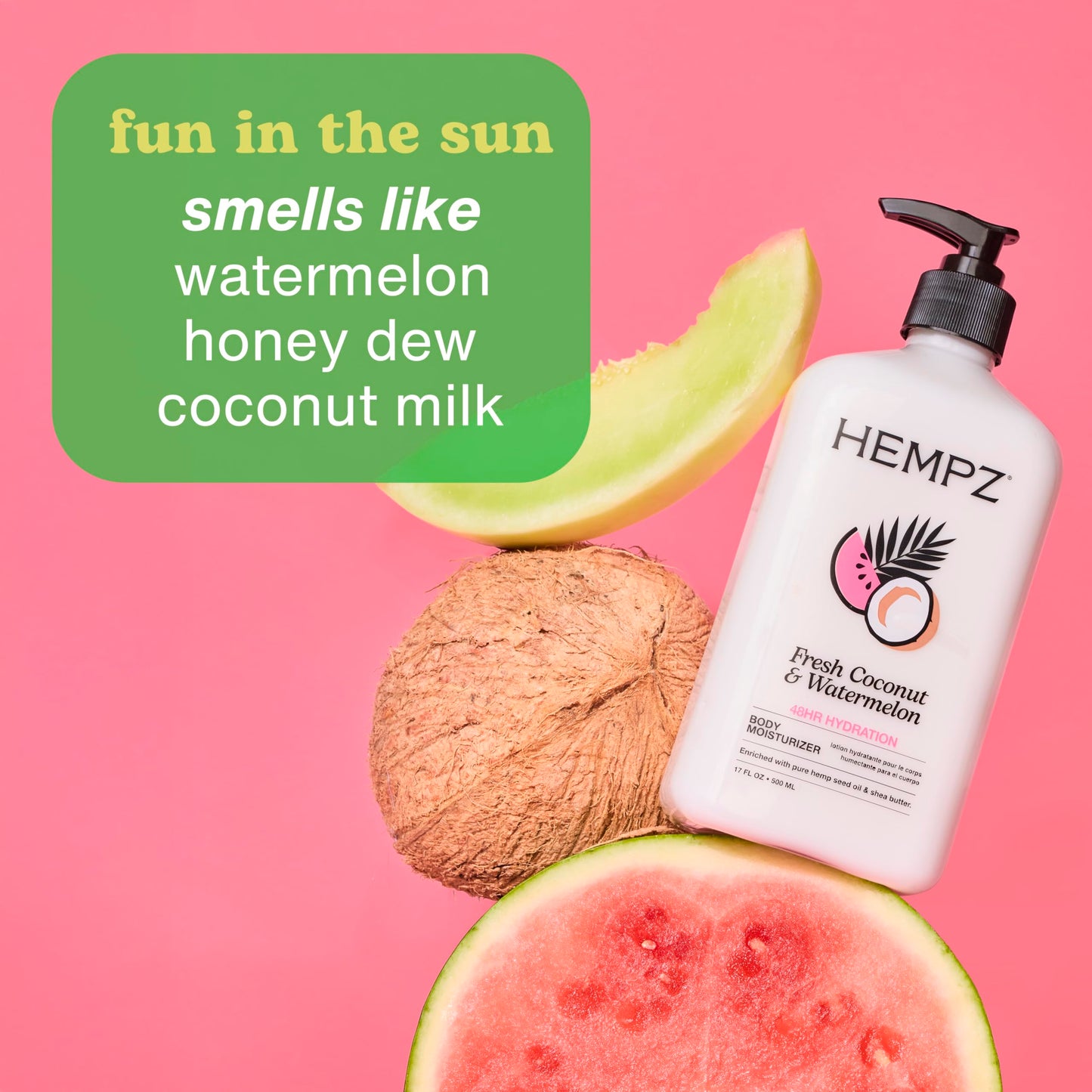 Hempz Body Lotion - Fresh Coconut & Watermelon Daily Moisturizing Cream, Shea Butter Body Moisturizer - Skin Care Products, Hemp Seed Oil - Large