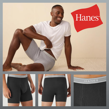 Hanes Mens Underwear Briefs, Cool Dri Moisture-Wicking Cotton No-Ride-up for Men, Multi-Packs Available Boxer, 12 Pack - Black, Medium US