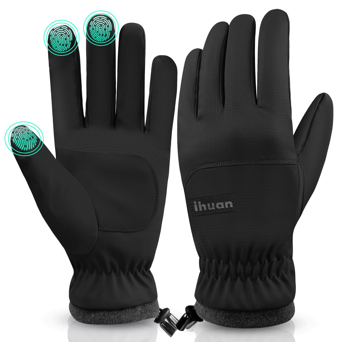 ihuan Winter Ski Snow Gloves Waterproof Running Mens Women Touchscreen- Cycling DrivingThermal Warm Cold Weather (Dark Black, s) 🍁 All In One Marketplace Canada