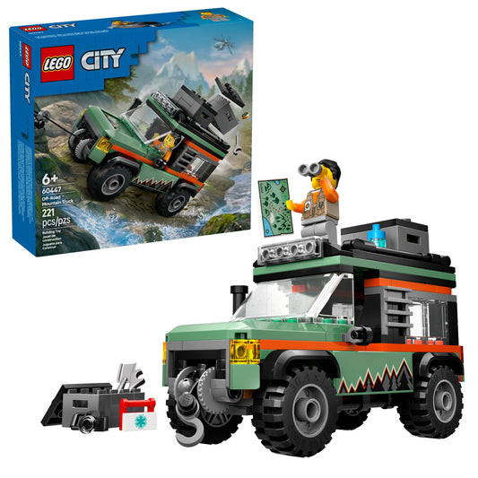 LEGO City Off-Road 4x4 Mountain Truck Toy - Building Toy Set for Kids, Boys and Girls, Ages 6+ - Fun Gift Idea for Ramadan - with Adventurer Minifigure and Accessories - 60447