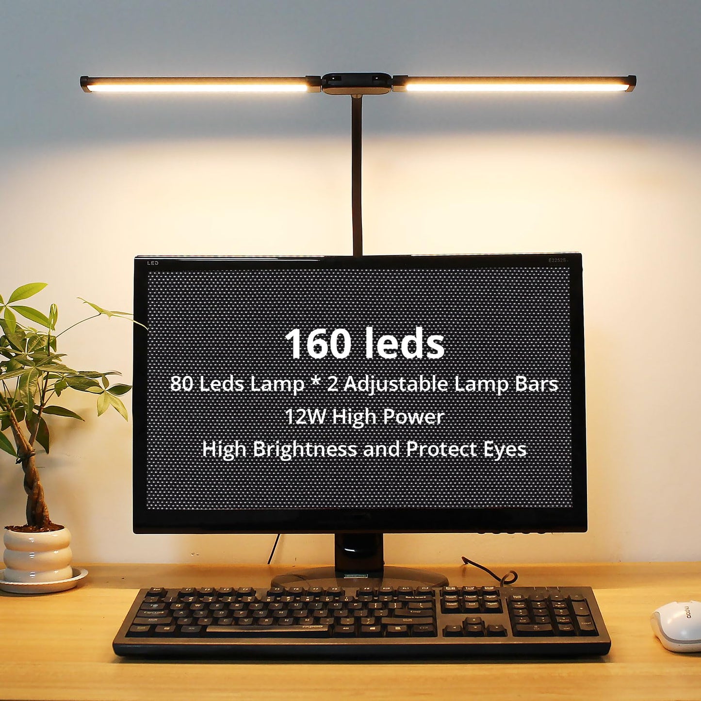 Desk Lamp with Clamp, Eye-Caring Desk Light with 50 Lighting Modes, Wide Double Head, Adjustable Architect Light Flexible Neck, Table lamp for Home Office, Computer, Craft(Includes Adapter) - Available at All In One Marketplace Canada