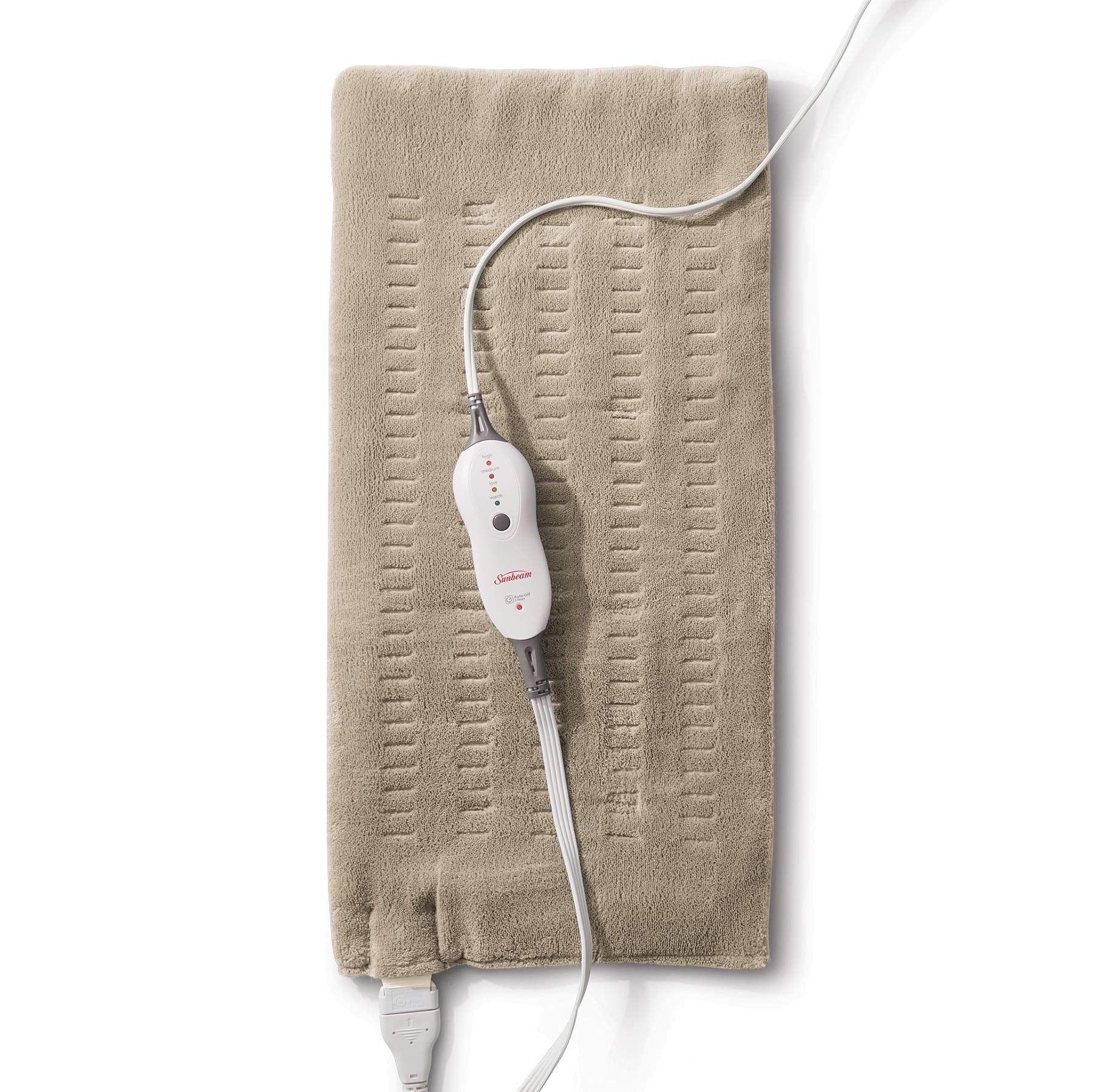 Sunbeam Premium King Size Heating Pad with Compact Storage - Moist Integrated Heating Pad for Pain Relief, 4 Heat Settings, 2 Hour Auto-Off, Beige - Available at All In One Marketplace Canada