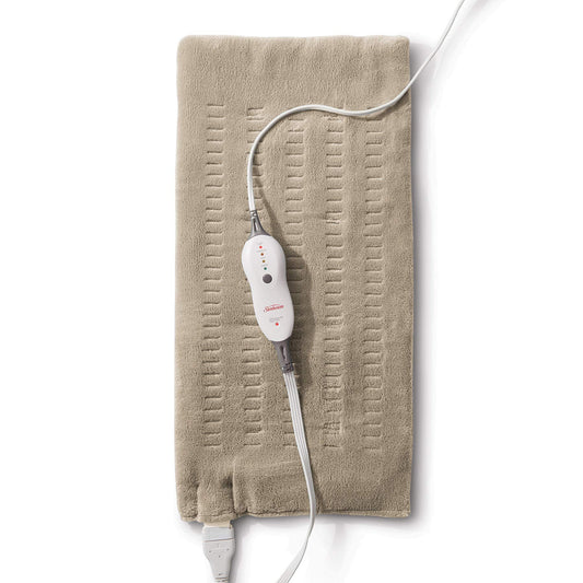 Sunbeam Premium King Size Heating Pad with Compact Storage - Moist Integrated Heating Pad for Pain Relief, 4 Heat Settings, 2 Hour Auto-Off, Beige - Available at All In One Marketplace Canada
