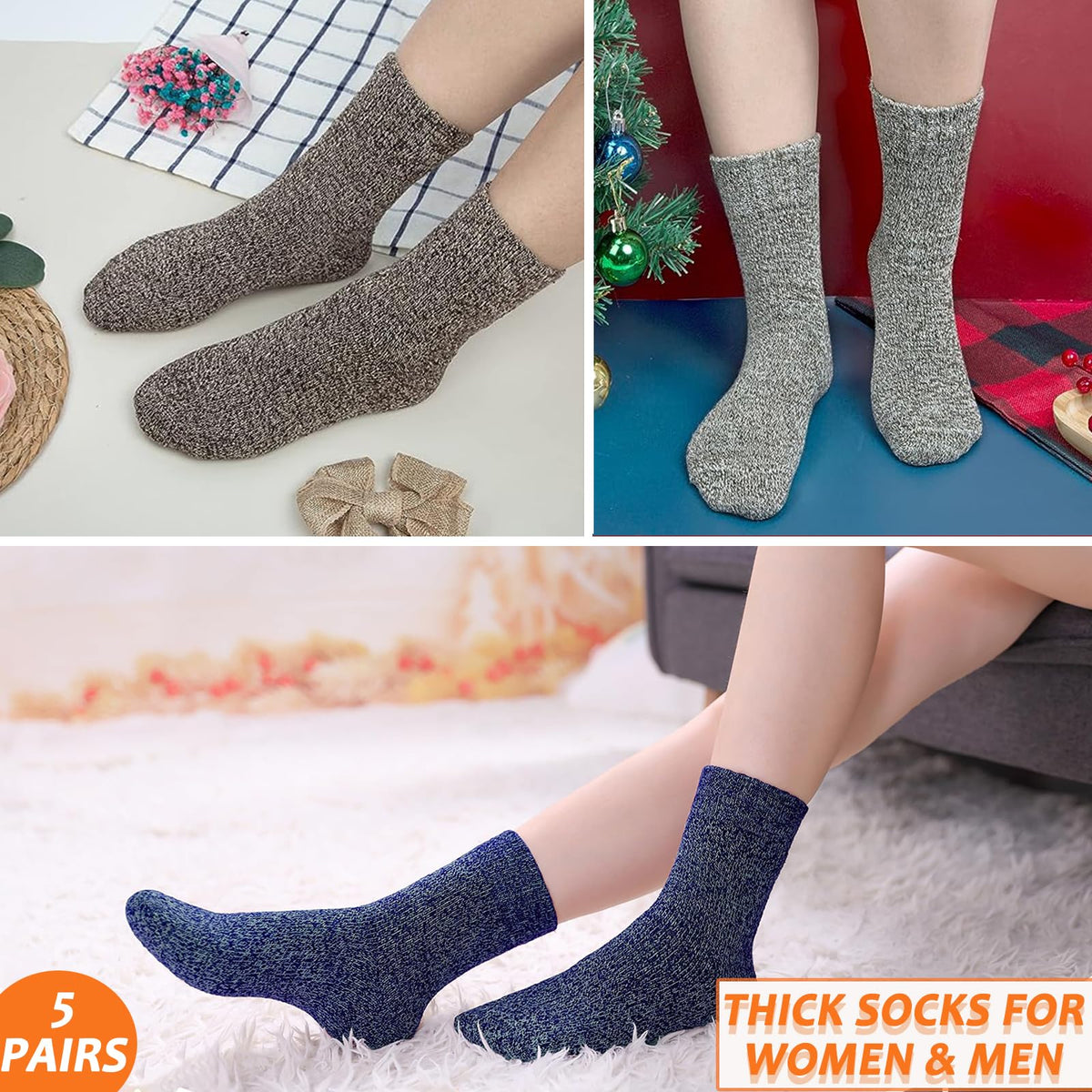 Josnown Warm Wool Blend Socks for Women 5 Pairs Thick Thermal Winter Socks 🍁 All In One Marketplace Canada