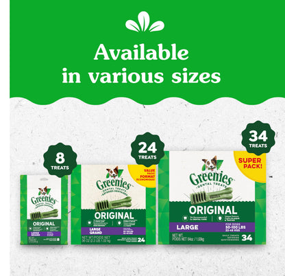 GREENIES Dog Treats Original Large Natural Dental Care, (34 Treats) 54oz. Pack