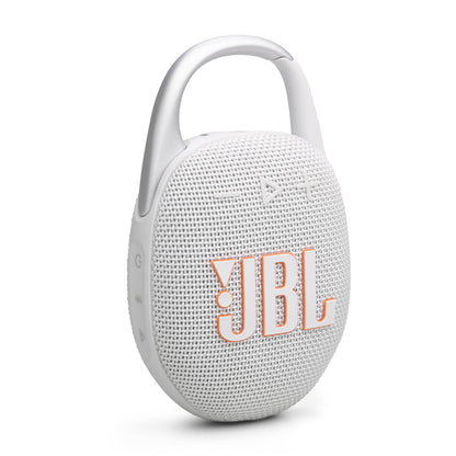 JBL Clip 5 - Ultra-Portable, Waterproof and Dustproof Bluetooth Speaker, Integrated Carabiner, Up to 12 Hours of Play, Made in Part with Recycled Materials (White)