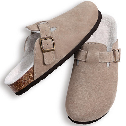 KIDMI Women's Fur Lined Genuine Suede Clogs Fuzzy Cork Footbed Potato Shoes 🍁 All In One Marketplace Canada