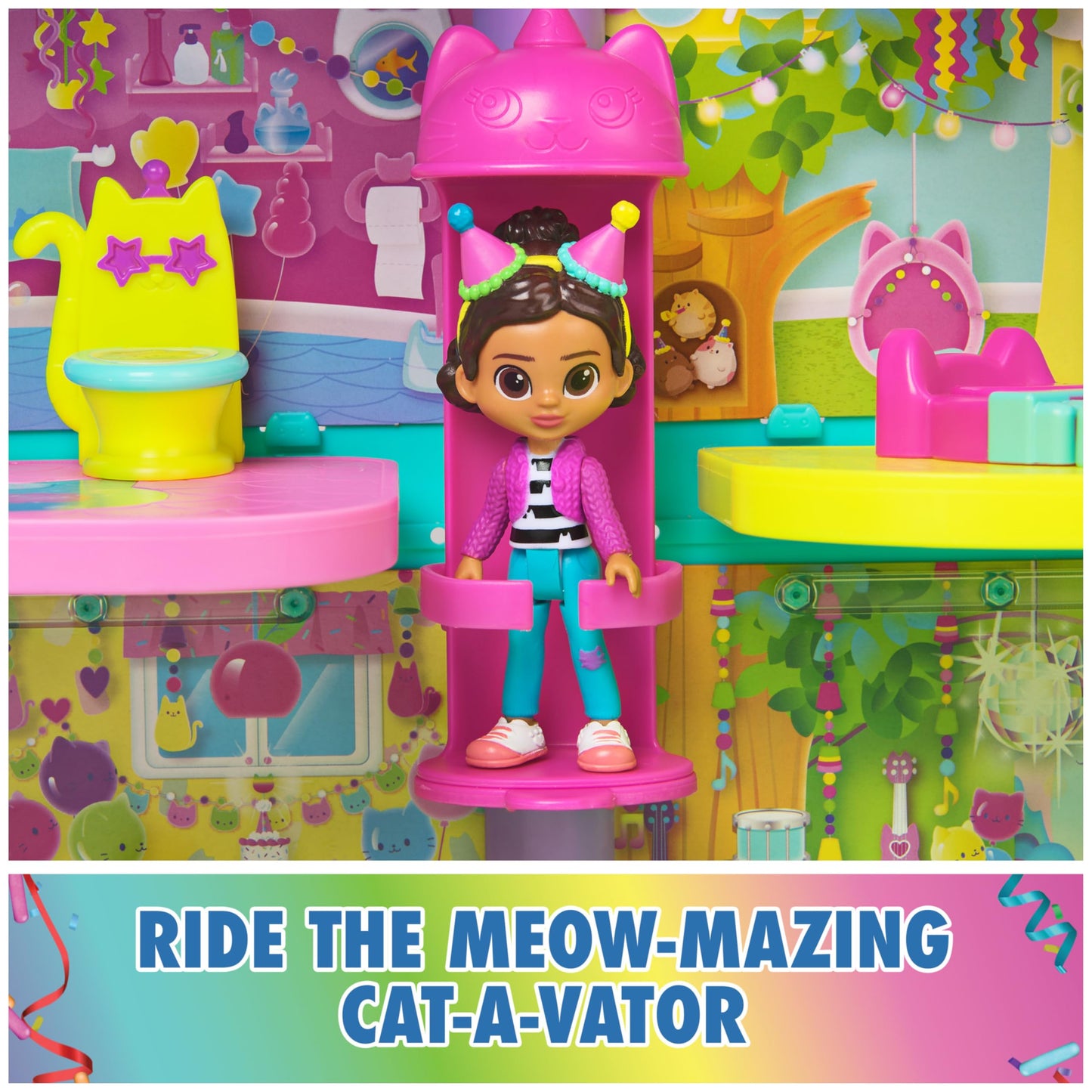 DreamWorks GABBY'S Dollhouse, 14 Pc Celebration Dollhouse, 25-Inches Tall, with Toy Figures, Doll House Furniture & 10 Sounds, Kids Toys for Girls & Boys Ages 3+ 🍁 All In One Marketplace Canada