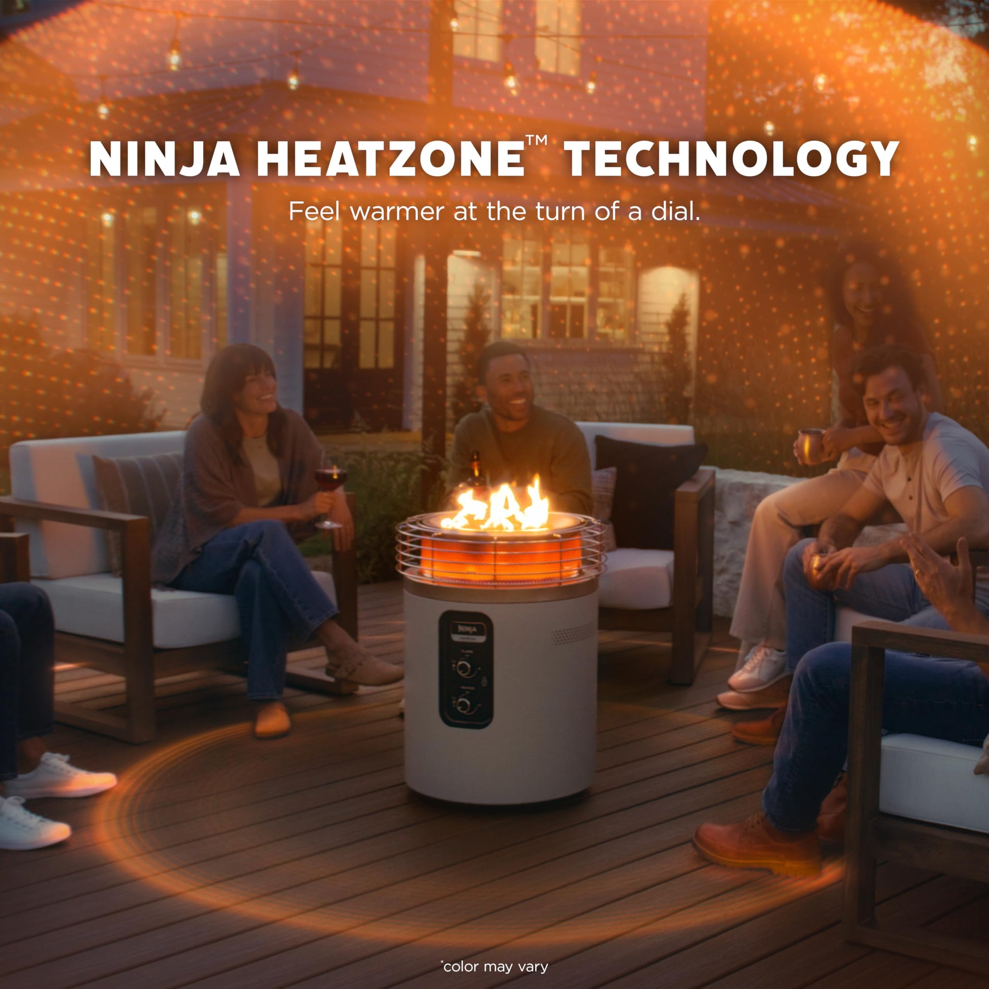 Ninja Fireside360 Smokeless Outdoor Fire Pit & Patio Heater – 3 Modes (Flame, Heat, Both), 80,000 BTUs, Propane Powered, Weather-Resistant, Hassle-Free Dial Control, OF101C (Canadian Version) - Available at All In One Marketplace Canada