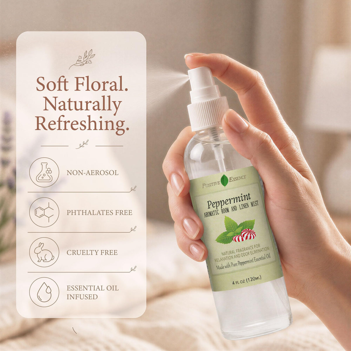 Peppermint Room Spray & Linen Spray with Essential Oil, 120 mL 🍁 All In One Marketplace Canada