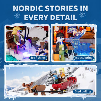 LUMIBRICKS Aurora-Cabin Christmas Lighting-Building-Bricks Set - 2425 Pcs Retro House Winter Lodge LED Light Construction Building Christmas Village Model Set for Adults and Families 🍁 All In One Marketplace Canada
