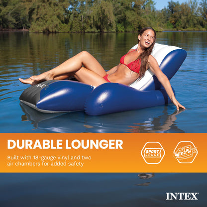 Intex Floating Recliner Inflatable Lounge, 71" X 53", Blue, 58868EP Intex